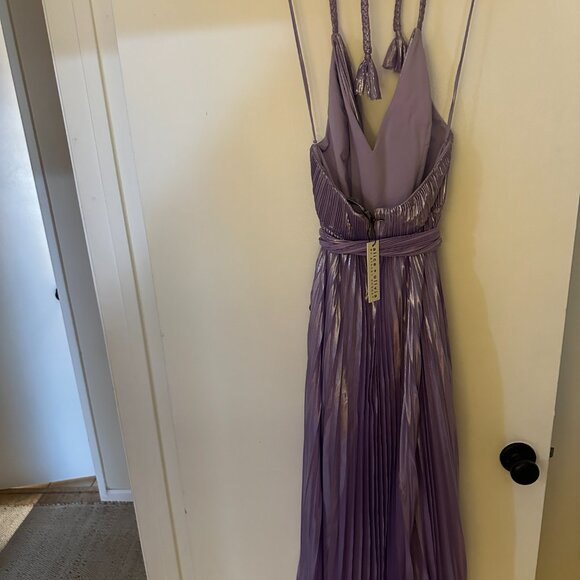 Alice And Olivia Purple Arista Halterneck Accordion Pleat Maxi Dress - Picture 6 of 6